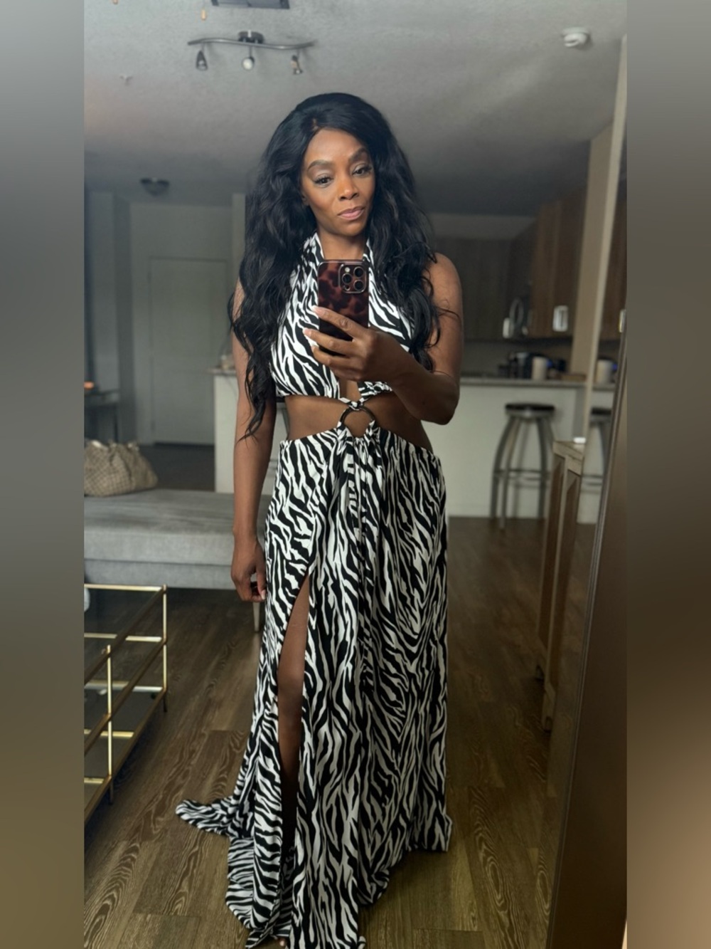 Bronx and Banco Black and White Zebra Print Dress